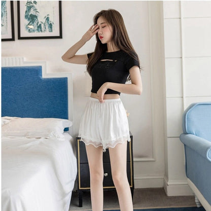 Women Pettipants Half Slips Bloomers Shorts Nylon Bloomer Lace Trim Slip Pants/