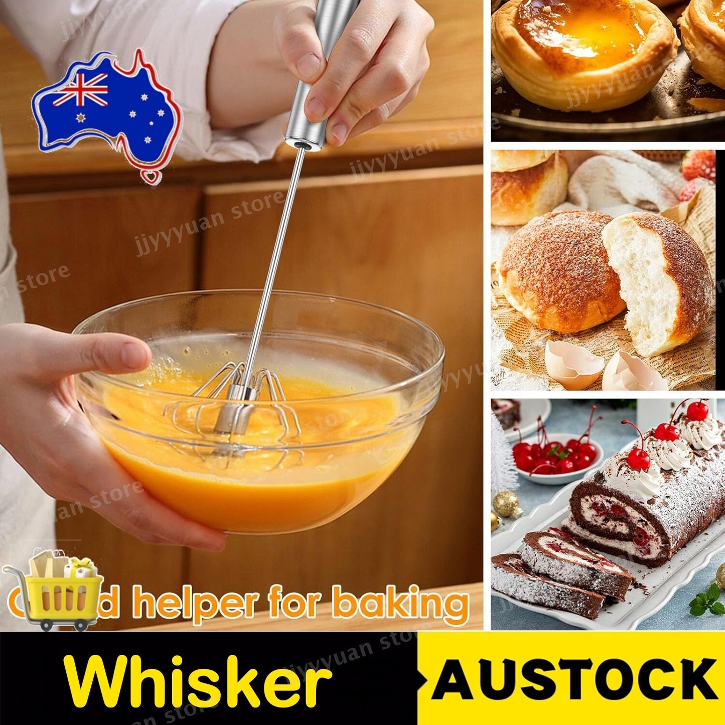 Stainless Steel Semi-Automatic Whisk Hand Push Rotary Whisk Blender Stirrer Tool