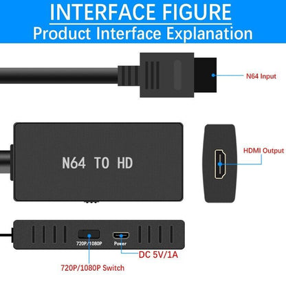 N64 to HDMI Converter Adapter HD Cable Compatible with Nintendo 64 Gamecube Super NES SNES