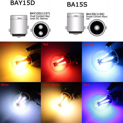 21/5W 1156 BA15S P21W Reverse Lamp Signal Light 4 Filament Car LED COB Bulb