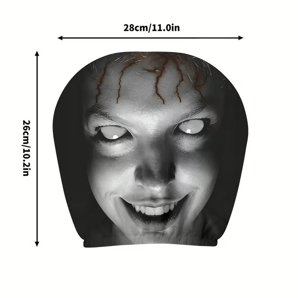 2pcs Halloween Scary Face Car Seat Headrest Cover Horror Head Rest Protector AU – Compatible with Seat