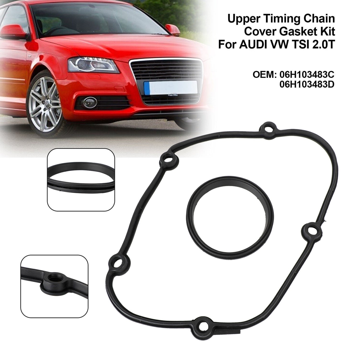 Upper Timing Chain Cover Gasket Kit Compatible with VW TSI 2.0T 06H103483C 06H103483D SL