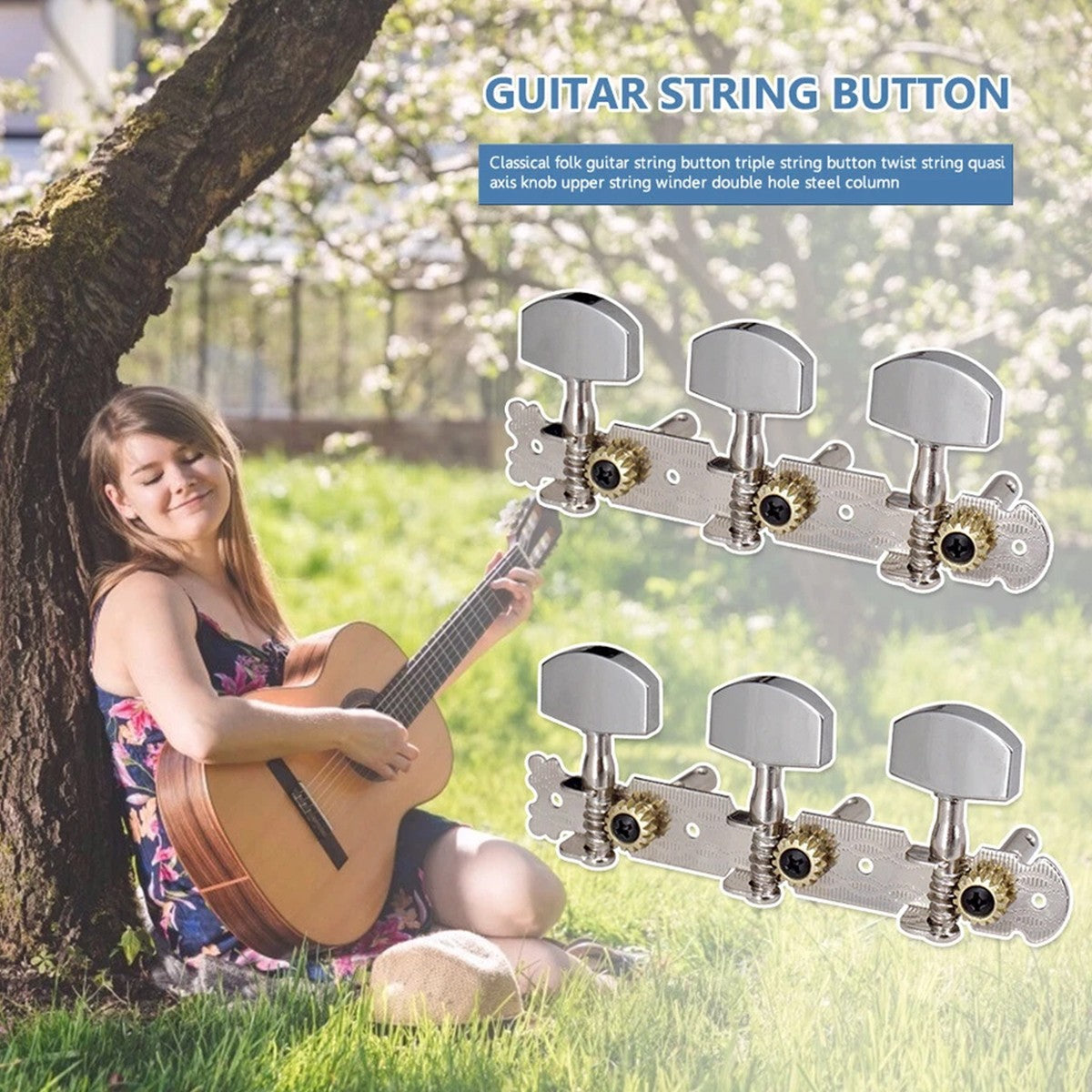 Guitar Tuning Pegs 2 Pack Metal Classical Guitar Machine Heads Tuners Keys Parts