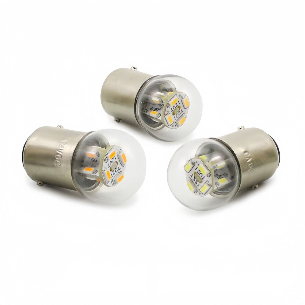2 x Cool White G18 BA15S 1156 6V 12SMD 100LM LED Globes (2pcs)