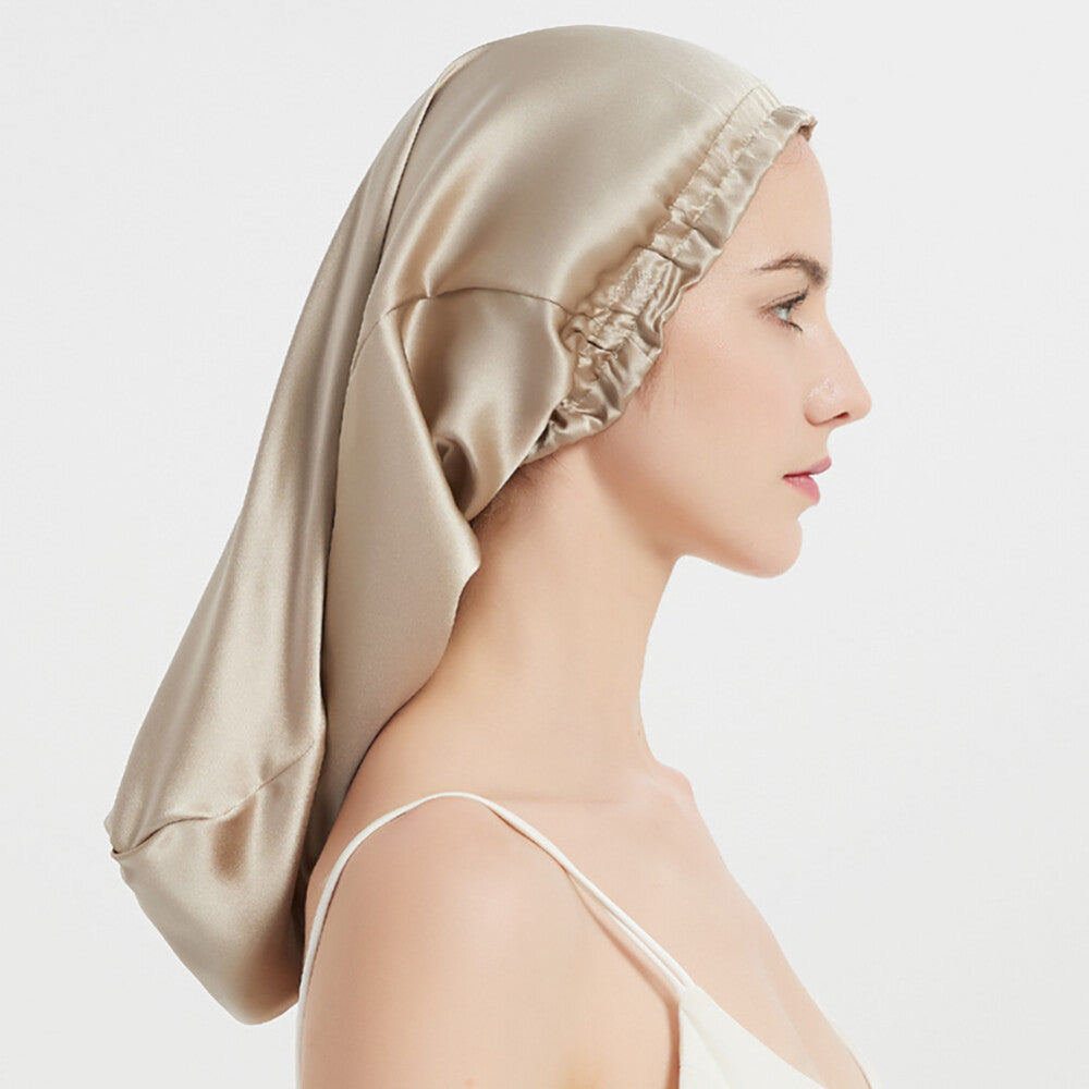 Pure Mulberry Silk Sleep Cap Head Long Hair Care Sleeping Bonnet Night Cap Wrap