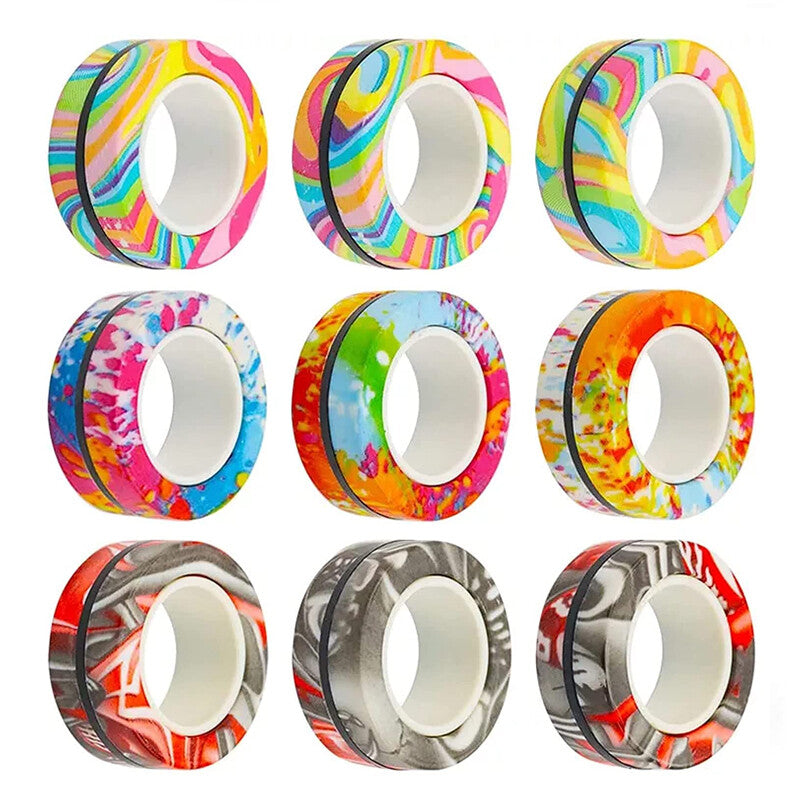 Magnetic Ring Finger Spinner Rainbow Fidget Sensory Anxiety Stress Toy AU Pack