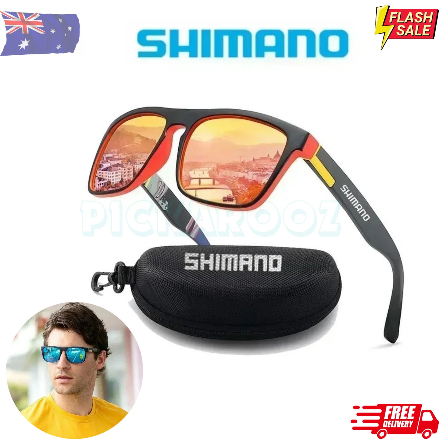 Shimano Men Sunglasses UV400 Polarized Glasses Fishing Sports Driving Eyewear