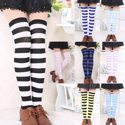 Over the Knee Long Sock Thigh High Striped  Socks Women Cotton Sexy Stockings