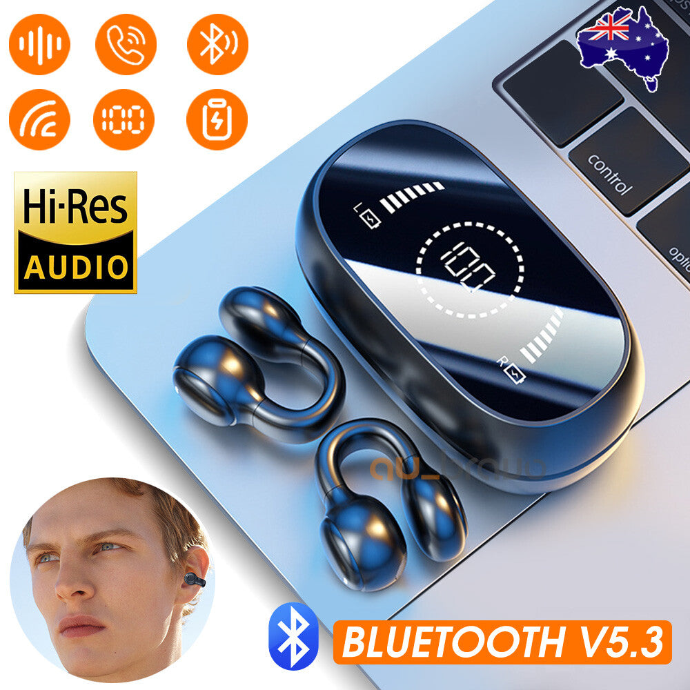 Wireless Headphones Bluetooth 5.3 Earphones Earclip Design Touch Control Headset