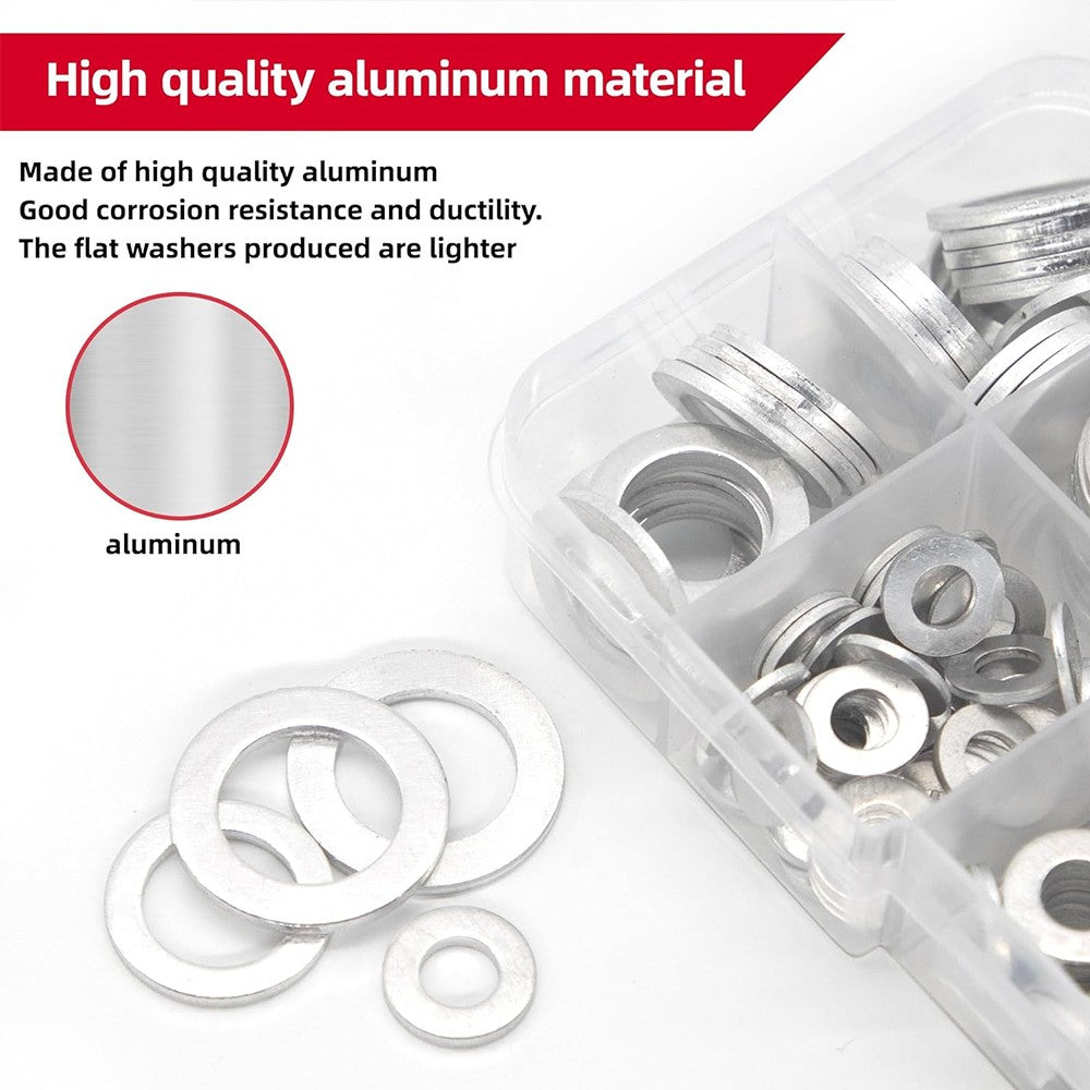 185pcs Aluminum Crush Washer Assortment Kit M5-M16 Oil Drain Plug Gasket Honda – Compatible with Honda