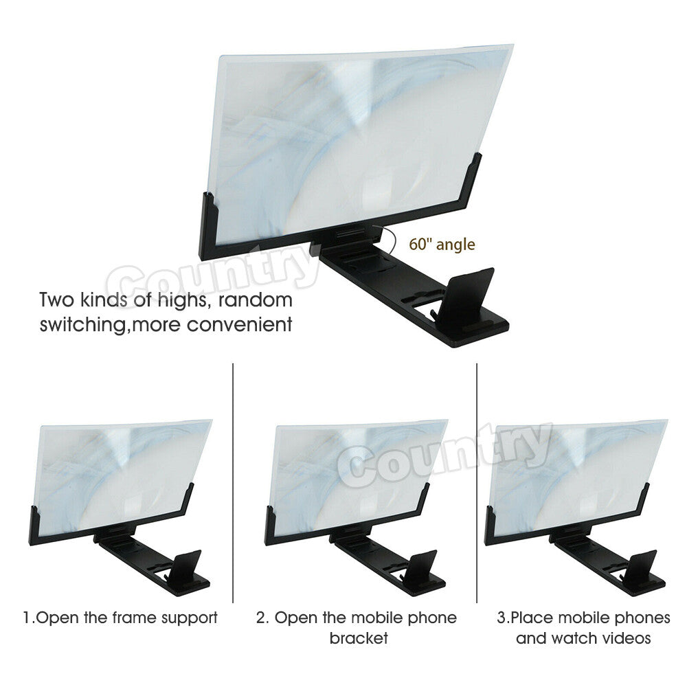 14'' Folding Mobile Phone Screen Magnifier 3D HD Amplifier Stand Bracket Enlarge