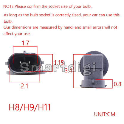 2Pc H16 H11 H9 H8 Bright 6000K White Headlight Bulb LED Kit Low Beam Fog Lights