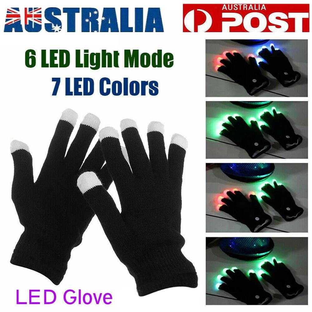 Flashing Gloves Glow 7 Mode LED Rave Light Finger Lighting Mitt Party Glow Games