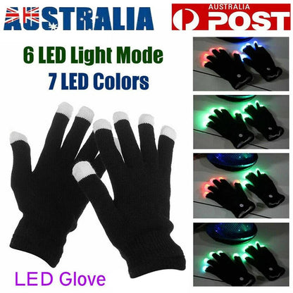Flashing Gloves Glow 7 Mode LED Rave Light Finger Lighting Mitt Party Glow Games
