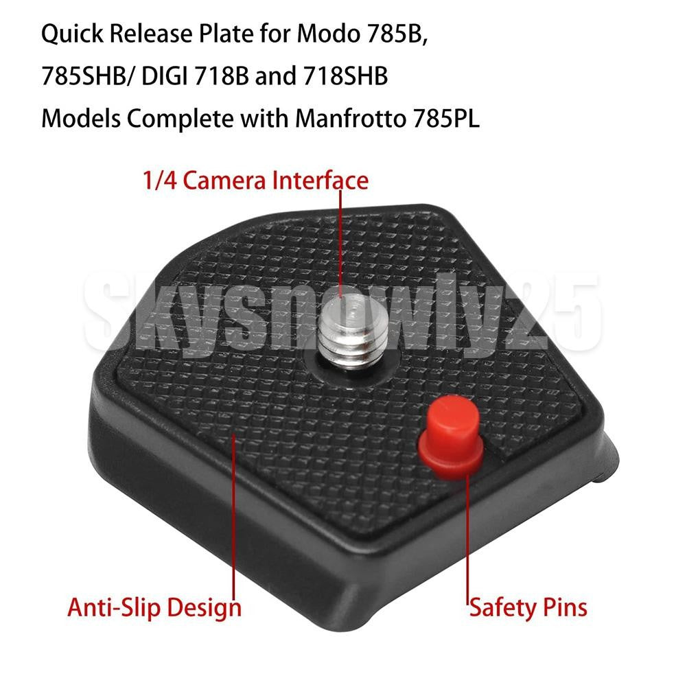 785PL Tripod Quick Release Plate 1/4" Screw for Manfrotto 785B 715B 718B MK393SH