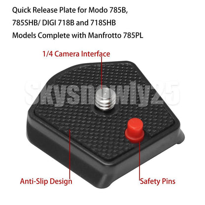 785PL Tripod Quick Release Plate 1/4" Screw for Manfrotto 785B 715B 718B MK393SH