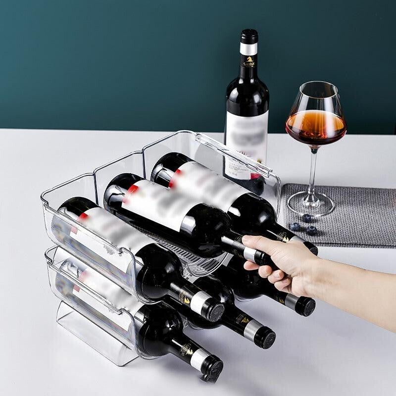 Fridge Organiser Wine Beer Stacking Bottle Rack Kitchen Space Saving Can Holder