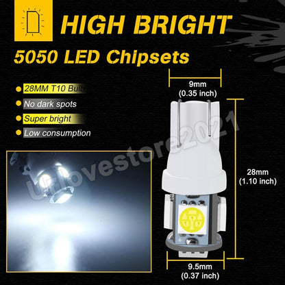 50PCS T10 5SMD Interior Light Bulb Wedge Plate Parker Tail Globe Dash Parking AU