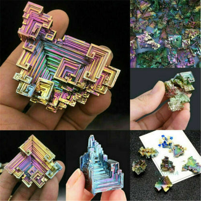 2X Rainbow Titanium Specimen Mineral Bismuth Crystal Quartz Gemstone Decor Gifts