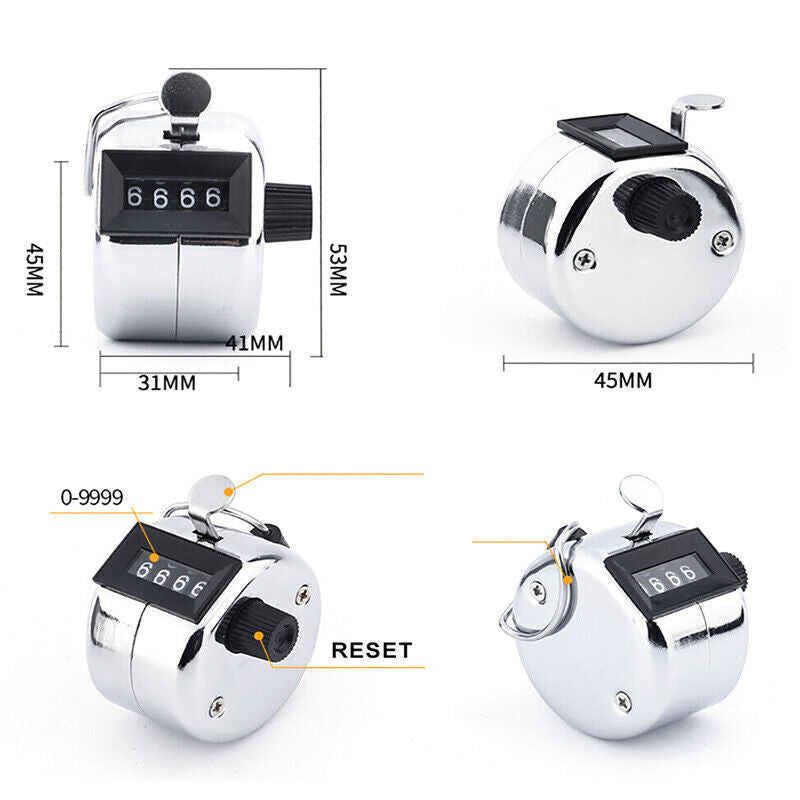 4 Digit Tally Counter Hand Held Number Clicker Mechanical Manual Counting Click