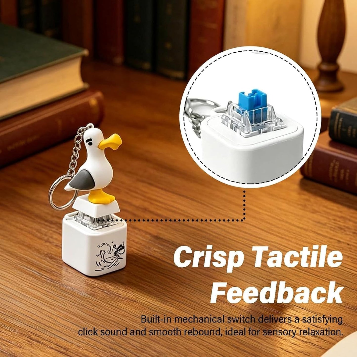 Rechargeable Seagull Mine Keychain Button with Sound Keyboard Clicker Fidget Toy