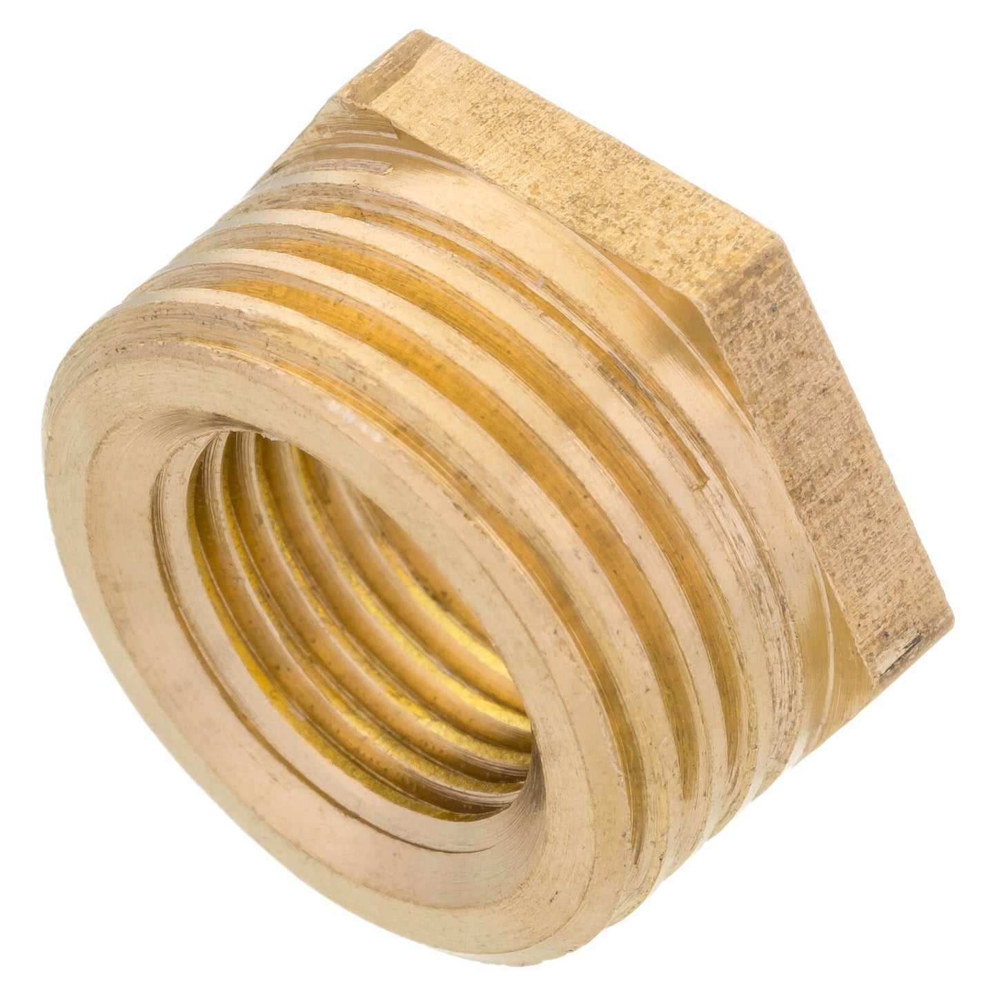 Brass 1/2" NPT Male To 1/4" NPT Female Pipe Reducer Low Profile Threaded Adapter