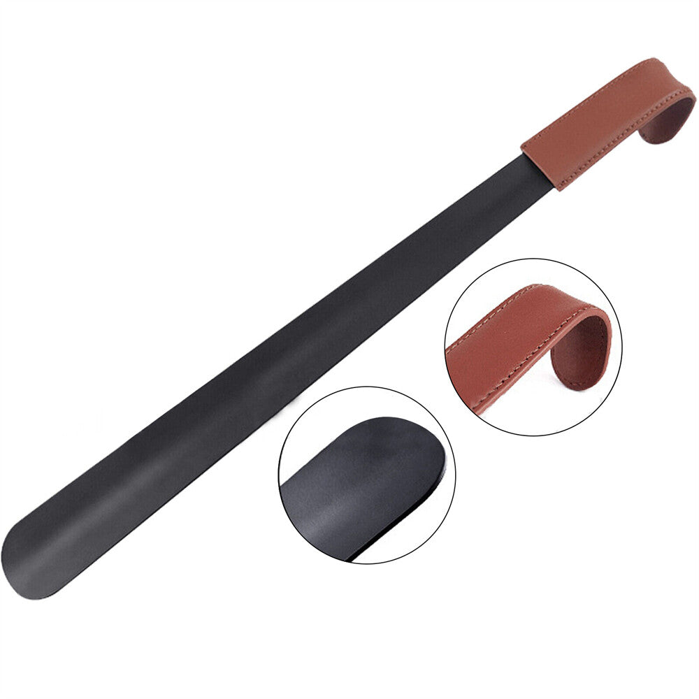 42cm Shoe Horn Long Leather Metal Handle Shoehorn Stainless Steel Lifter Tool