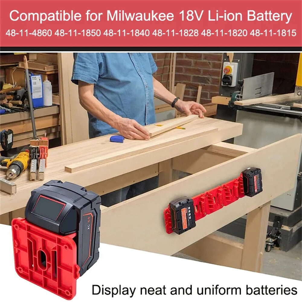 5/10x Battery Mounts Storage Holder Rack For Milwaukee M18 18V Tool Battery Red