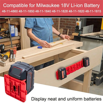 5/10x Battery Mounts Storage Holder Rack For Milwaukee M18 18V Tool Battery Red