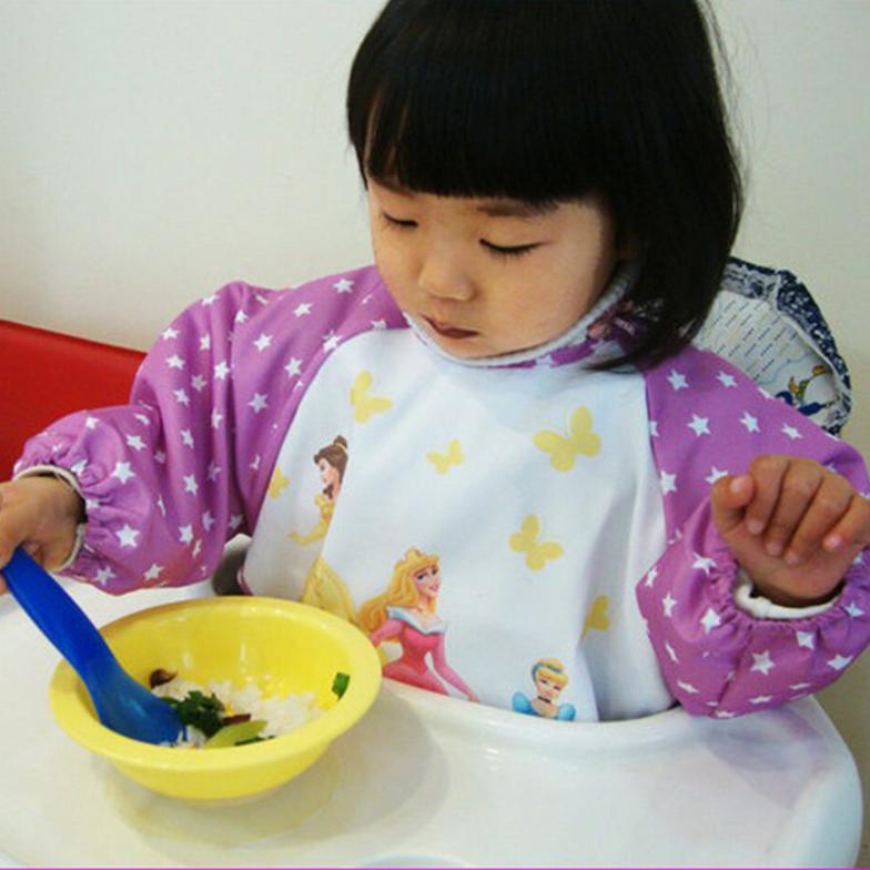 Children Baby Kids Toddler Waterproof Long Sleeve Art Smock Feeding Bib Apron
