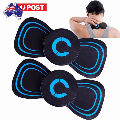 2x Portable Electric Neck Back Massager EMS Cervical Massage Patches Relief Pain