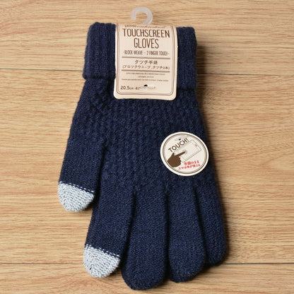 Unisex Winter Touch Screen Gloves Warm Crochet Knitted Wool Full Finger Mittens