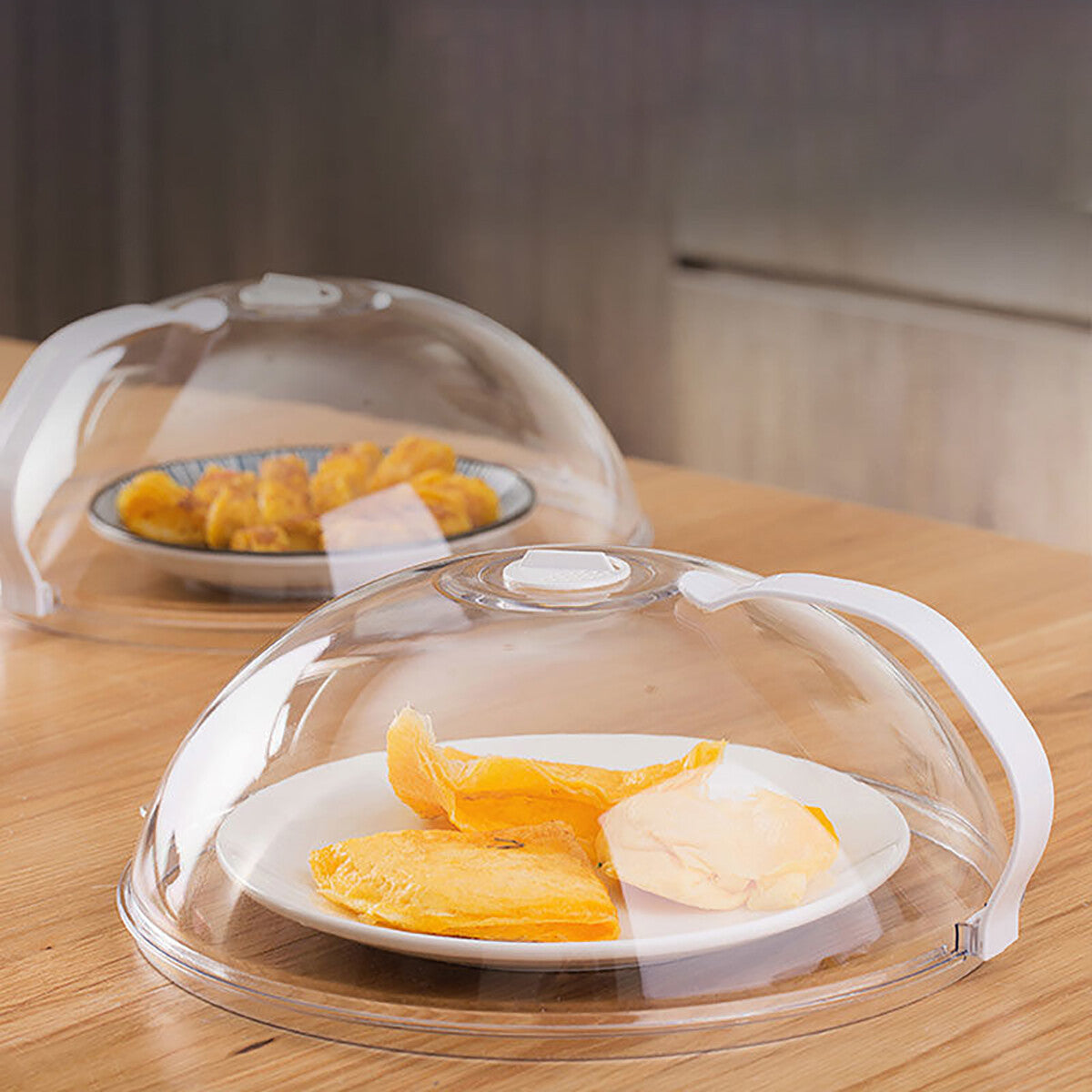 Microwave Food Dish Anti-Splatter Cover Guard Lid With Steam Vents Plate Covers