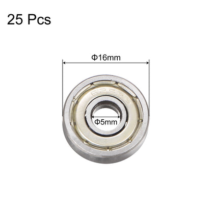 25Pcs 625ZZ Ball Bearings 5x16x5mm Carbon Steel Double Shielded ABEC3 Bearing
