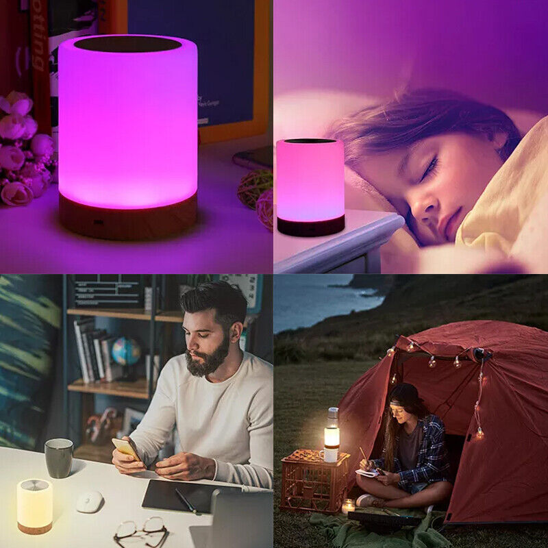 7 Colours RGB Touch Night Light LED Lamp Mood Dimmable Bedside USB Rechargeable