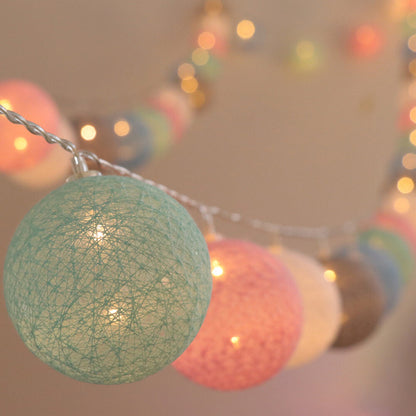 20 LED Cotton Ball Globe Garland String Fairy Lights Bedroom Wedding Home Decor
