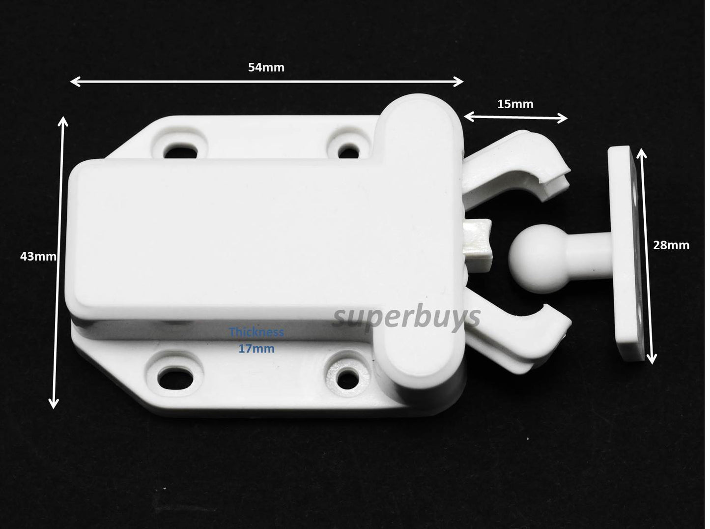 2 Set White Beetle Touch Latch Push In To Open Drawer Cabinet Door Catch Lock