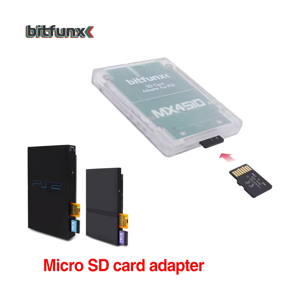 Bitfunx MX4SIO SIO2SD MicroSD Adapter PS2 PlayStation 2 Memory Card Reader OPL