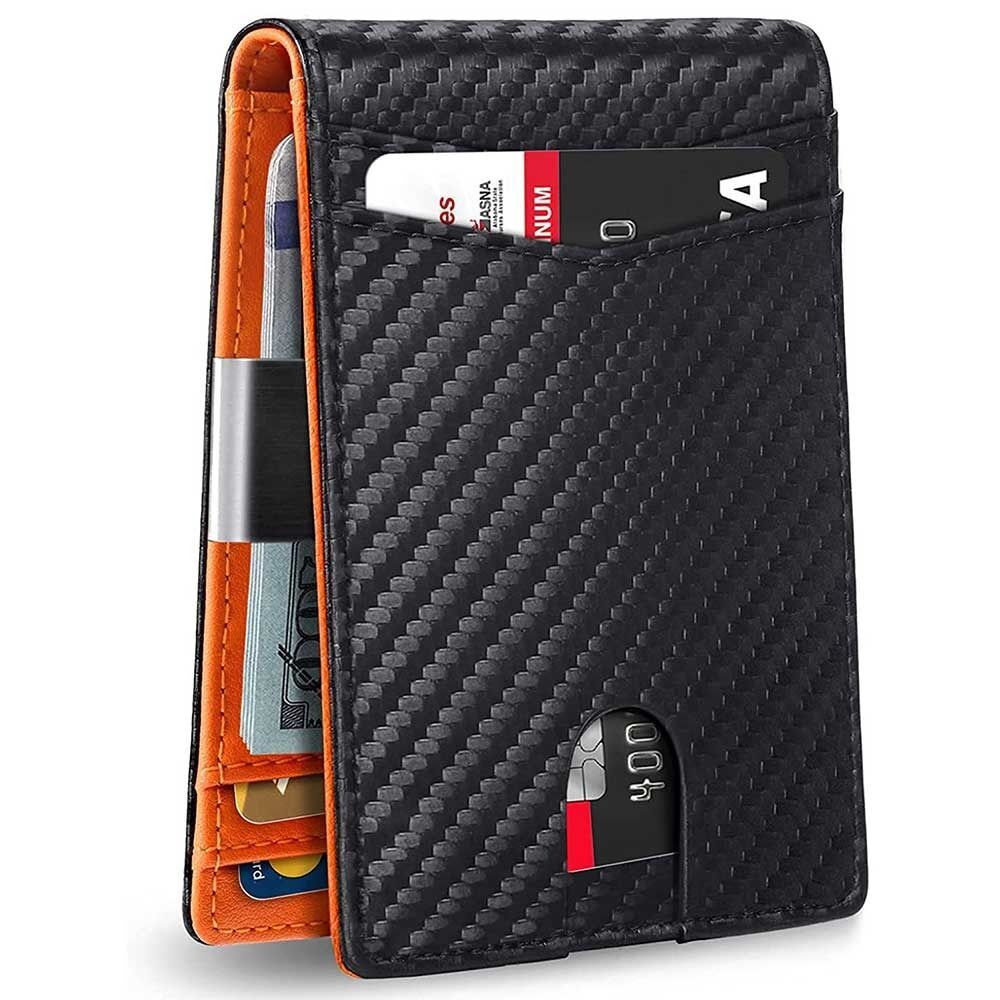 Wallet RFID Blocking Mens Slim Wallet with Money Clip Leather Wallet Anti-scan
