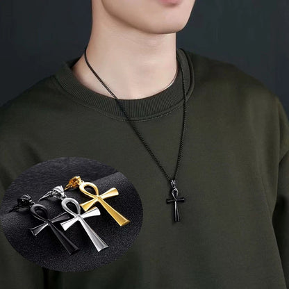 Stainless Steel Ankh Necklace Egyptian Cross Life Pendant for Men Women Jewelry