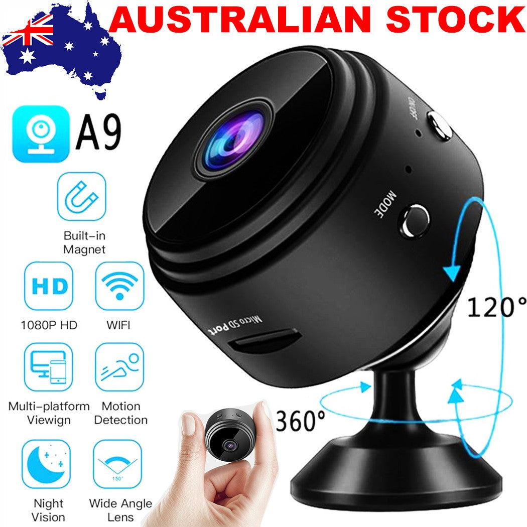 Mini WiFi Security Camera 1080P Wide Angle IR Night Vision Motion Detect SD AU