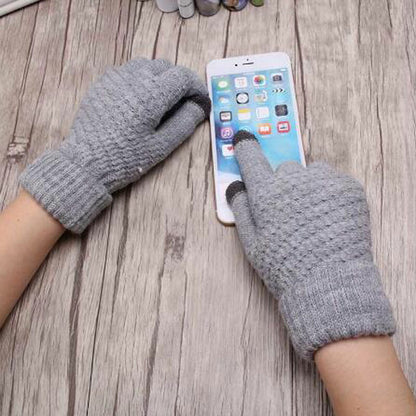 Unisex Winter Touch Screen Gloves Warm Crochet Knitted Wool Full Finger Mittens