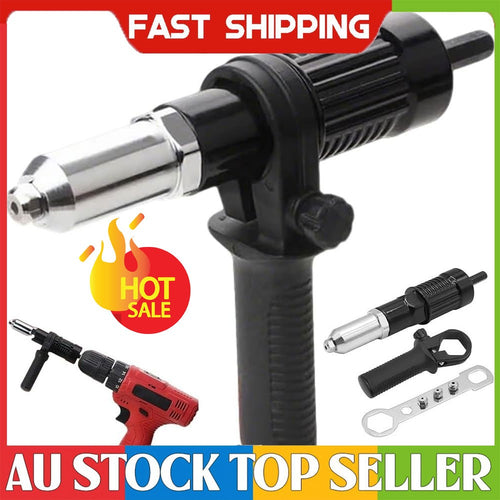 Pop Rivet Gun Adapter Kit, Rivet Drill Attachment with 4 Rivets Heads AU