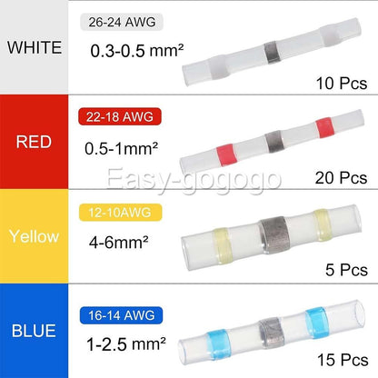 50pcs Mixed Waterproof Heat shrink Wire Connector Solder Insulated Joiners HOT A