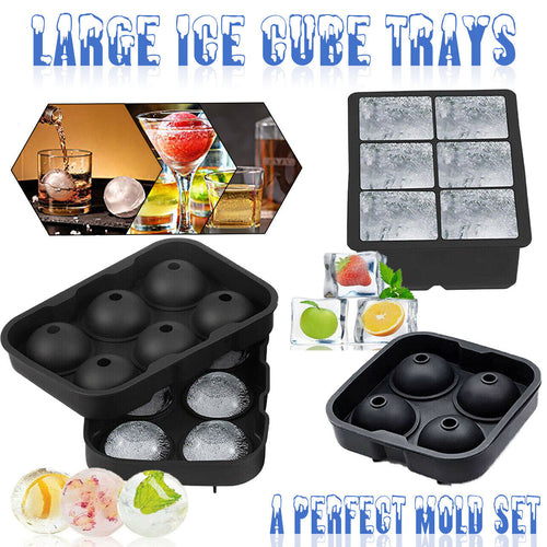 Large Ice Cube Tray Ball Maker Big Silicone Mold Sphere Whiskey Round Mould AU