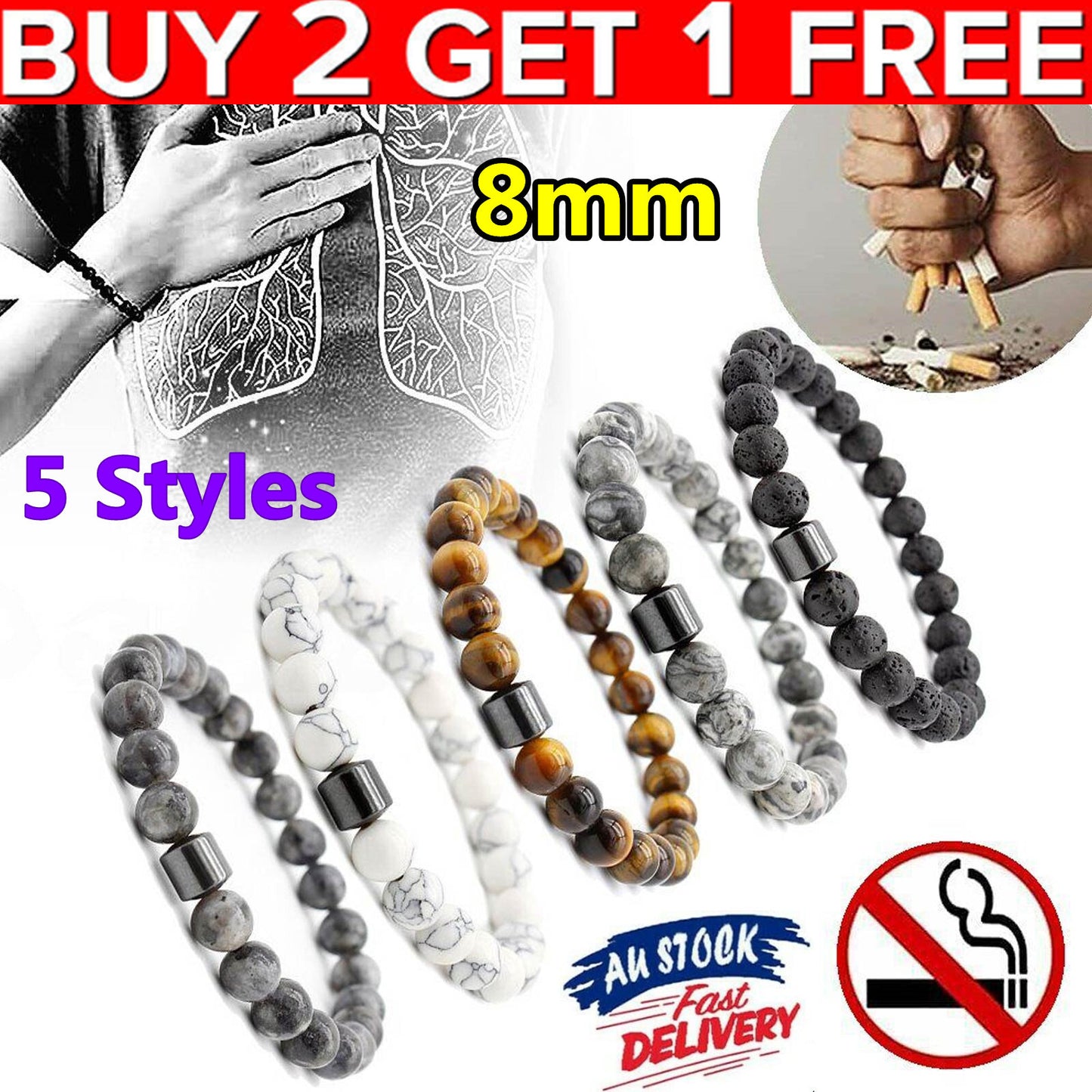 Smoking Cessation Bracelet Anti Anxiety Bracelet for Women Men Therapy Bracelet