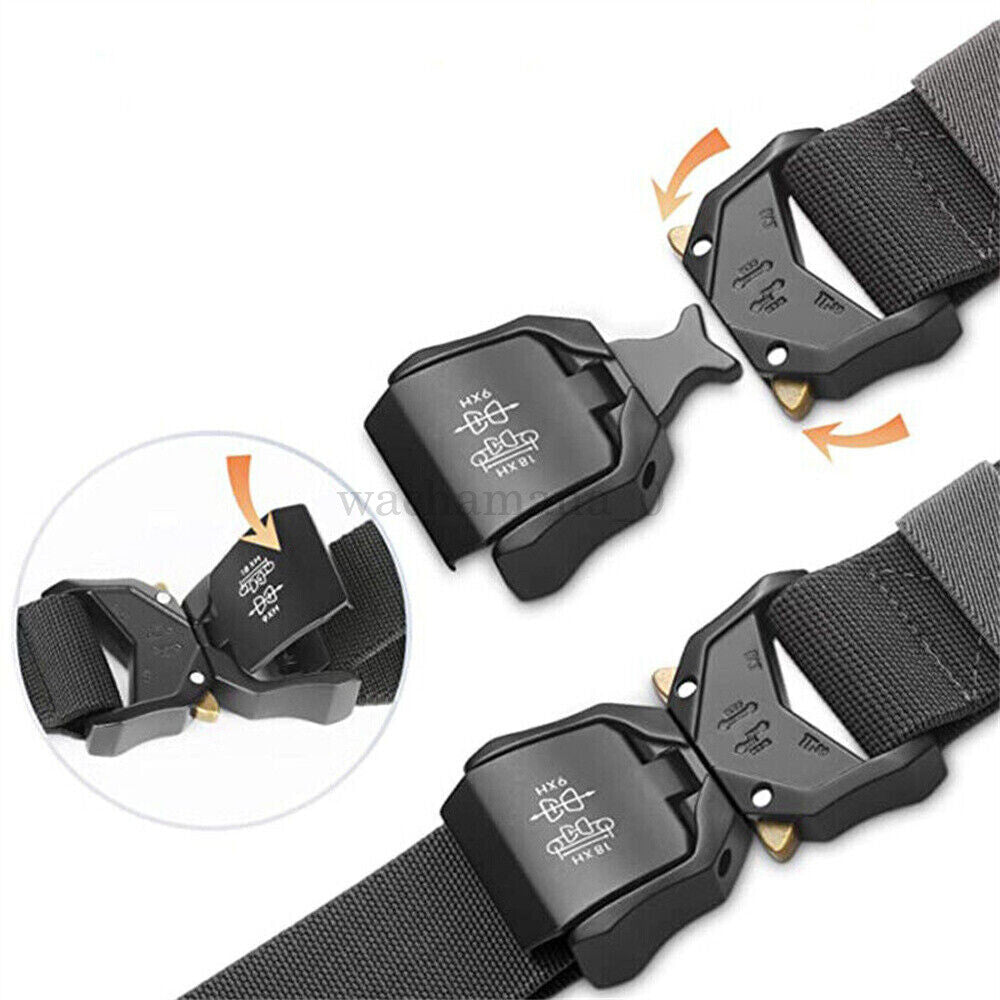 Mens Outdoor Tactical Belt Military Army Metal Buckle Heavy Duty Waistband AU🎁