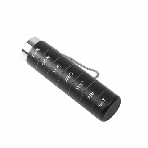 7Day Pill Box Metal Medicine Dispenser Case Weekly Tablet Organizer Container