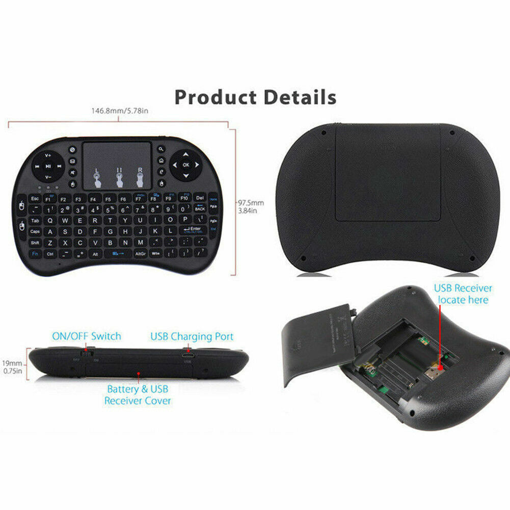 2.4GHz Mini Wireless Keyboard Mouse Backlight Air Touchpad for PC Smart TV Box