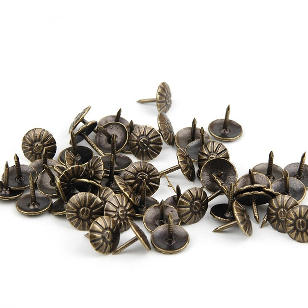 100/300pc Gold Brass Upholstery Nails Furniture Studs/Tacks/Pins Furniture Decor